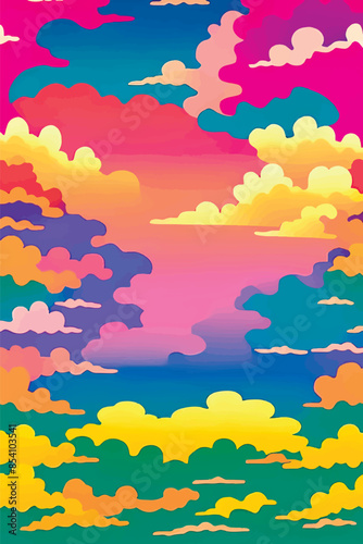 A collection of backgrounds with cloud patterns in a modern style. These vibrant and richly colored designs create unique and eye-catching compositions. Perfect for adding text and creating stylish vi