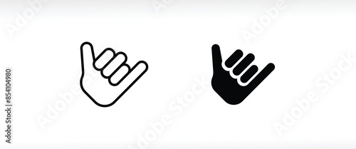 Call Me Hand gesture icon emoji Human Gesture Greeting Shaka making hang loose line and flat icons set, editable stroke isolated on white, linear vector outline illustration, symbol logo design style