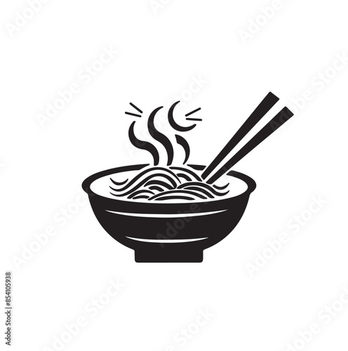 silhouette of noodles in bowl and chopsticks