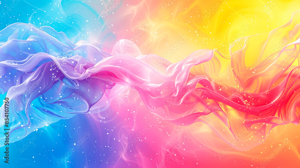 Colorful abstract wave design with a gradient of pink, blue, yellow, and orange, indoors, daytime. Concept of creativity and vibrant energy. Ideal for backgrounds, digital art, and design projects. Colorful abstract wave design with a gradient of pink, blue, yellow, and orange, indoors, daytime. Concept of creativity and vibrant energy. Ideal for backgrounds, digital art, and design projects.