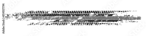 Grunge tire track, wheel braking marks. Truck, car or motorcycle tread pattern silhouette. Auto race, motorsport, speed racing design element. Vector illustration