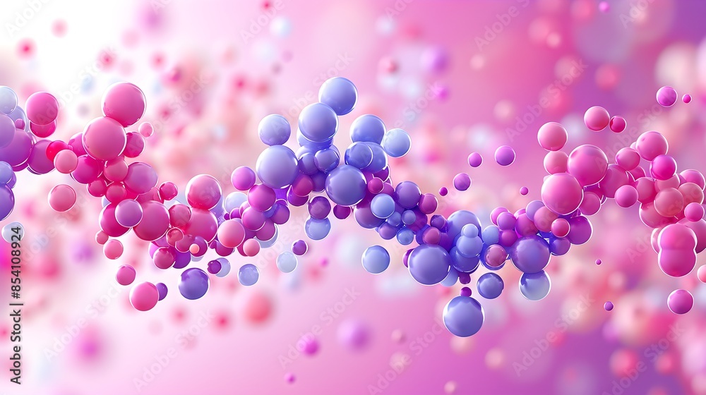 Abstract Molecular Structure with Pink and Purple Spheres on Soft Background Abstract Molecular Structure with Pink and Purple Spheres on Soft Background