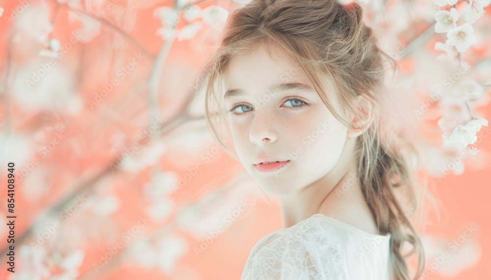 Beauty Professional in Coral Background Generative AI