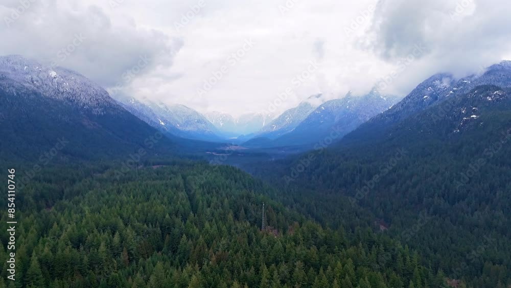 Aerial time-lapse of stunning mountain landscape in winter. Taken near Vancouver Aerial time-lapse of stunning mountain landscape in winter. Taken near Vancouver