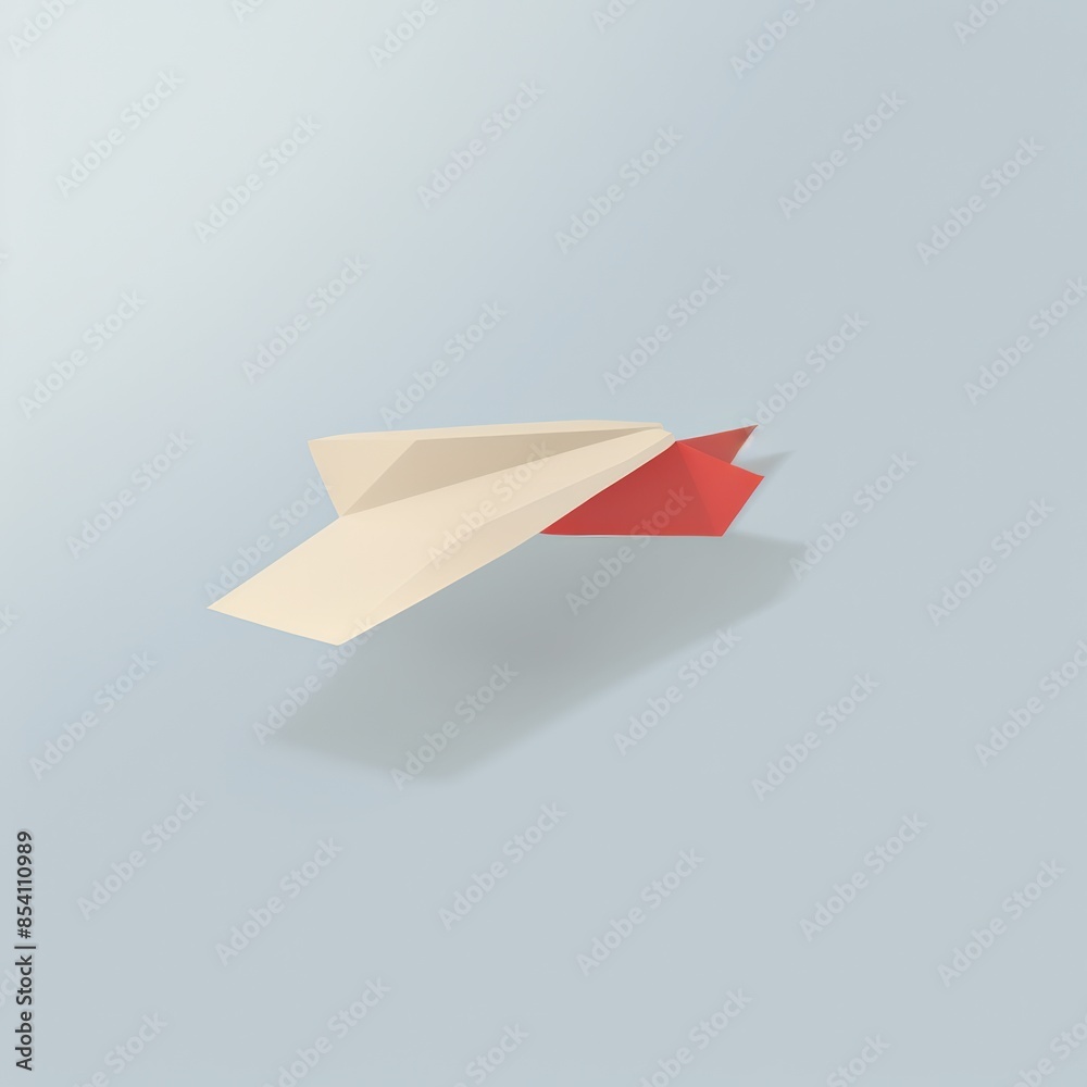 Minimalist paper airplane in flight on a light blue background, reflecting simplicity and creativity. Minimalist paper airplane in flight on a light blue background, reflecting simplicity and creativity.