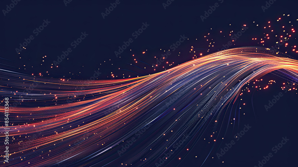Fototapeta premium Abstract Futuristic Pink Blue Neon Wave Lines on Black Background