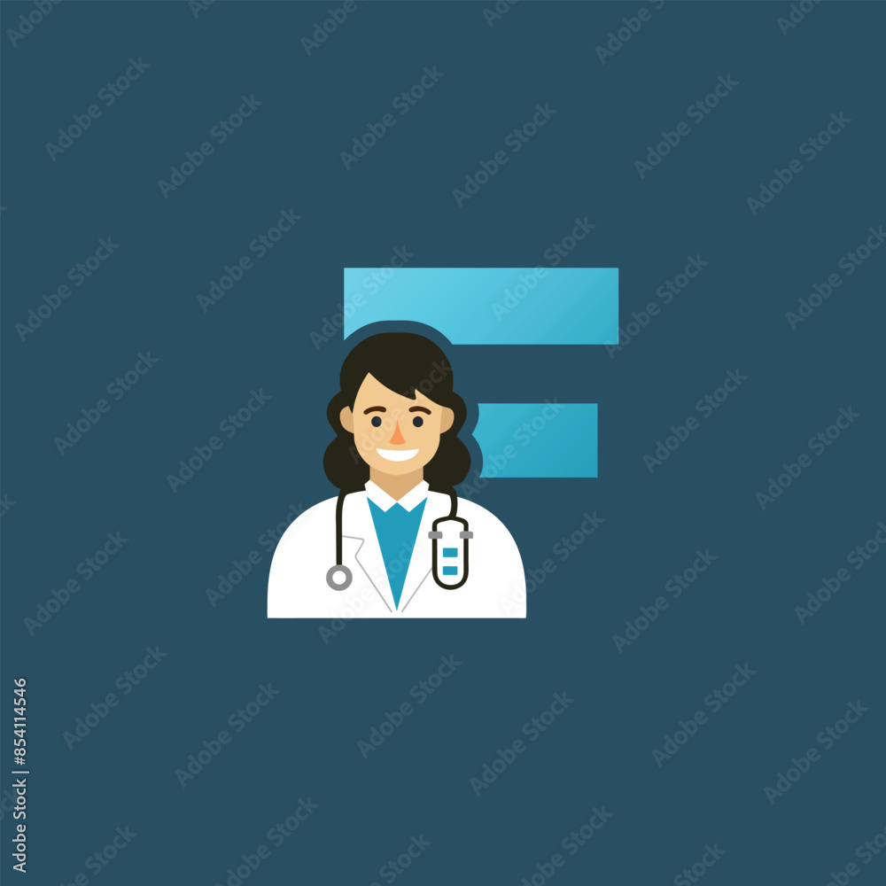 Initial Letter F Doctor icon Logo Design Vector Graphic Emblem Illustration. Initial Letter F Doctor icon Logo Design Vector Graphic Emblem Illustration.