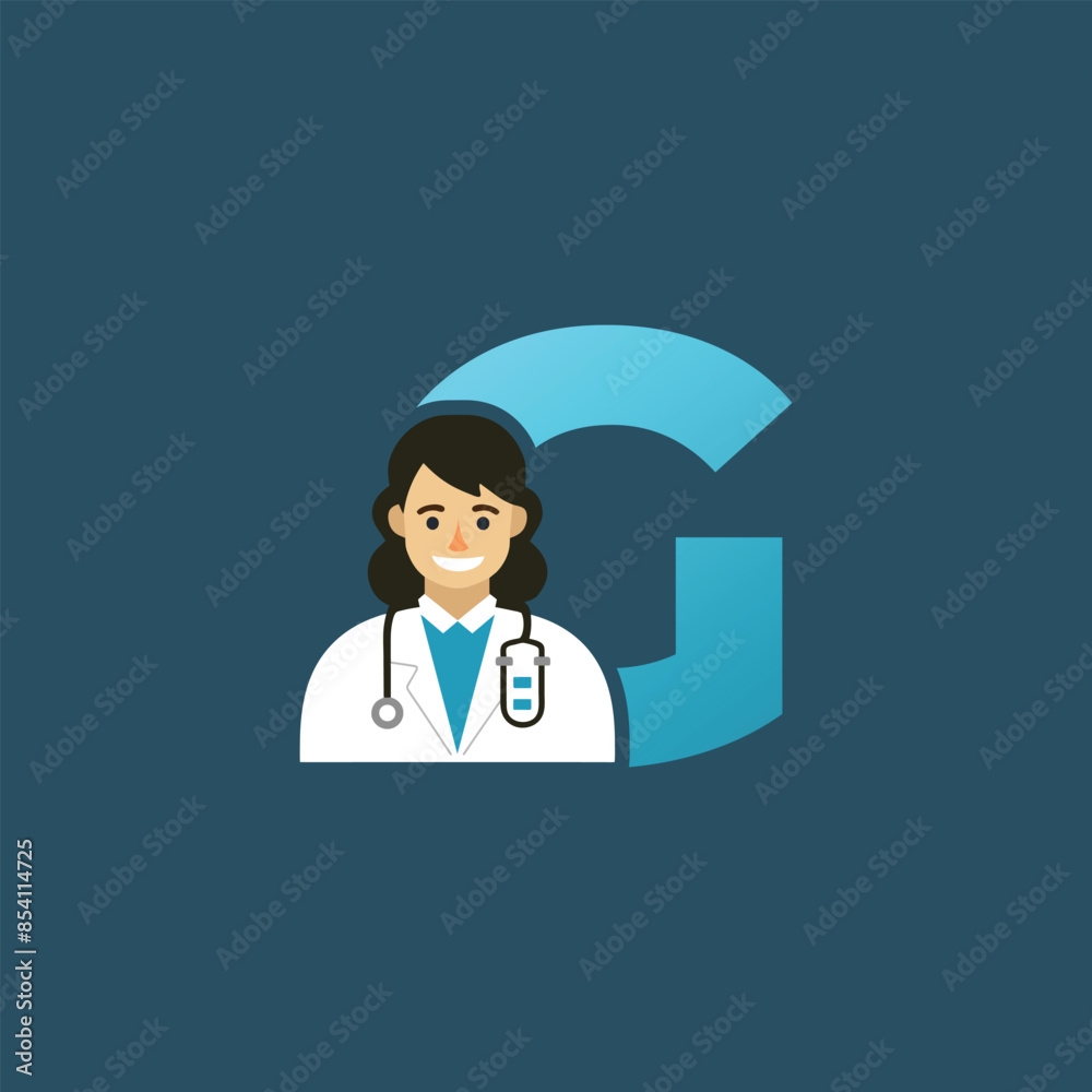 Initial Letter G Doctor icon Logo Design Vector Graphic Emblem Illustration. Initial Letter G Doctor icon Logo Design Vector Graphic Emblem Illustration.