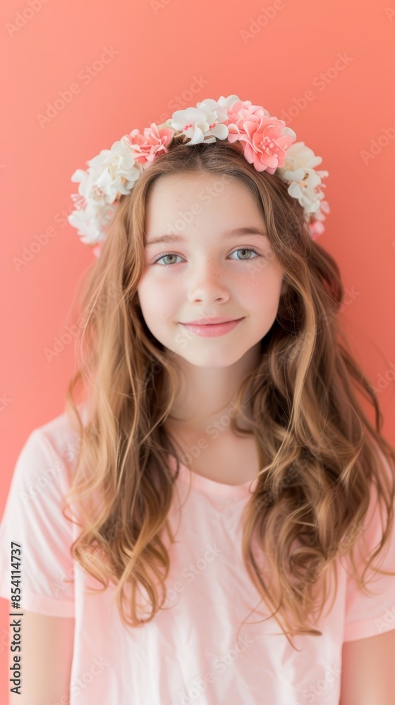 Beauty Portrait Against Pastel Background Generative AI