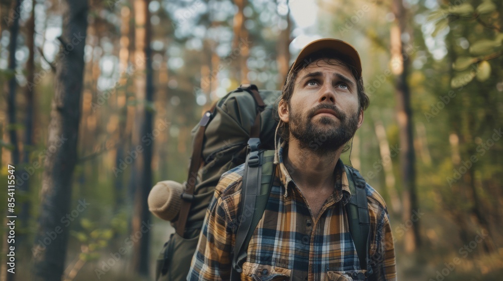 Bearded Hiker Exploring Forested Wilderness
Bearded Hiker Exploring Forested Wilderness