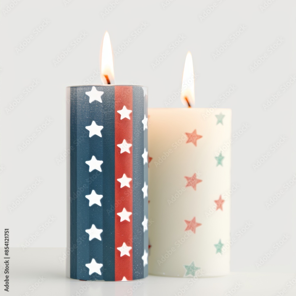 Independence Day Decorations on White Background Generative AI