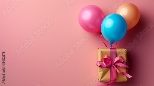 A brightly wrapped gift box with a colorful birthd photo