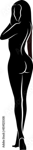 Silhouette of Naked Woman. Vector Illustration