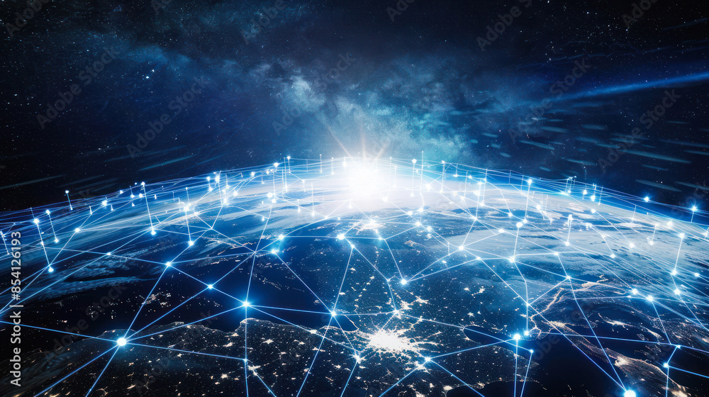 Obraz premium Network and data connections across Earth