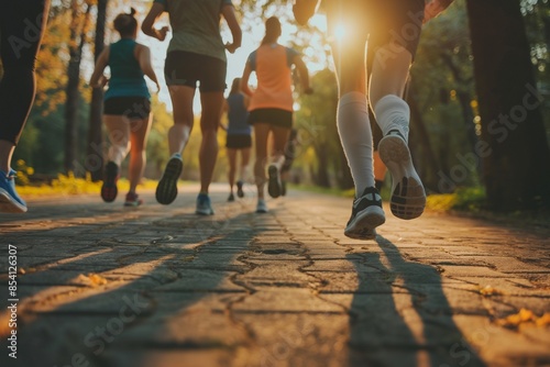 Group of people running outdoors Active lifestyle, Embracing an Active Lifestyle, Join a Group of Outdoor Runners, Discover the Joy of Outdoor Running with a Fitness-Minded Community