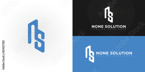 Abstract initial letters NS or SN logo in blue color isolated on multiple background colors. The logo is suitable for business consultant company logo vector design illustration inspiration templates.
