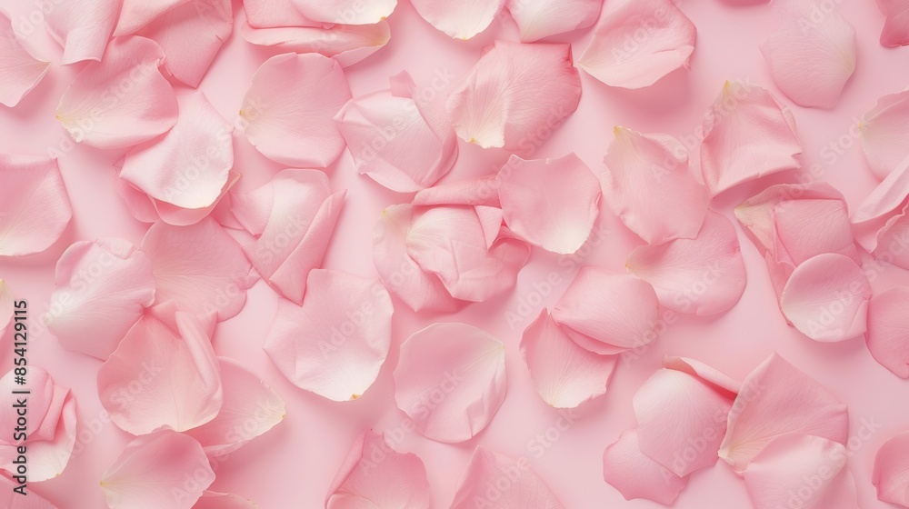 Romantic Pink Rose Petals Flat Lay for Valentine's Day Generative AI Romantic Pink Rose Petals Flat Lay for Valentine's Day Generative AI
