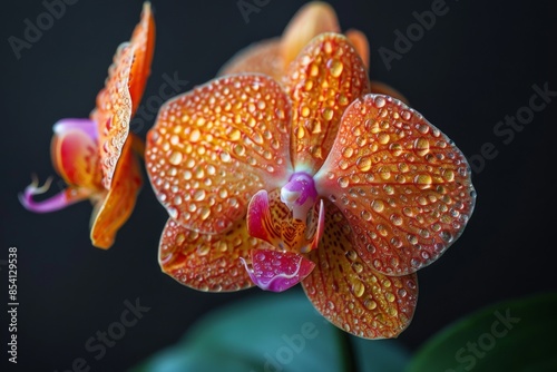 Close-Up of a Dew-Covered Orchid