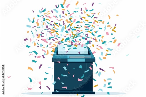 Illustration of a paper shredder turning confidential documents into fine, confetti-like strips on a clear white background. photo