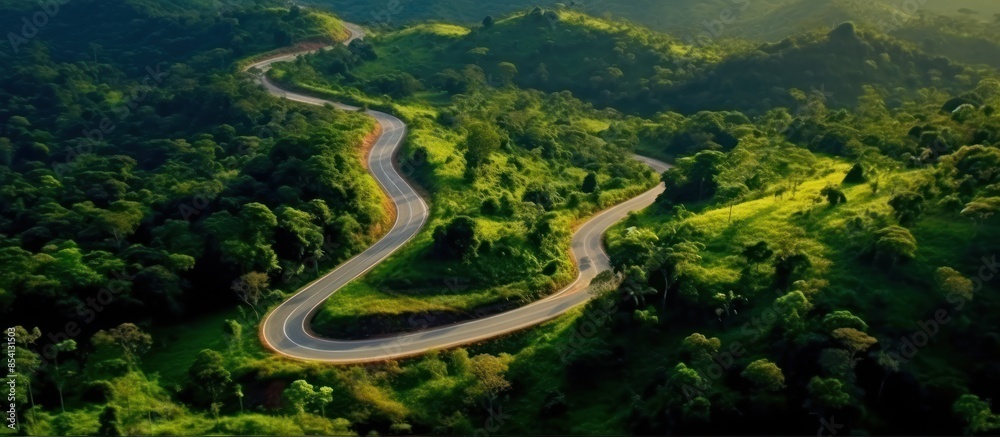 Winding Road Through Lush Green Hills Winding Road Through Lush Green Hills