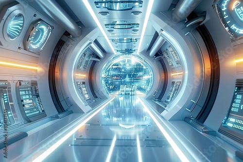 Futuristic Cybernetic Corridor – A Vision of Advanced Technology and the Future