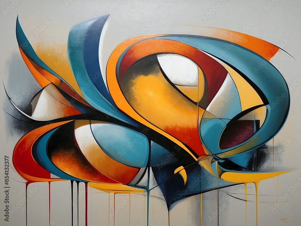 Abstract artistic flower painting, wall art design, oil on canvas, colourful background, autumn colours, wallpaper