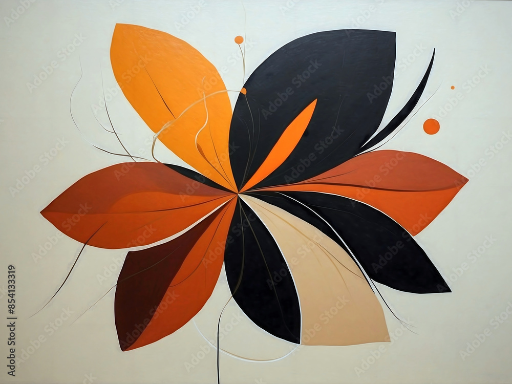 Abstract artistic flower painting, wall art design, oil on canvas, colourful background, autumn colours, wallpaper