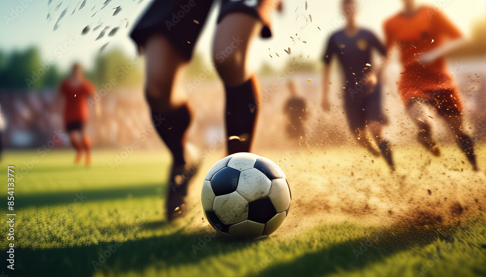 Fototapeta premium soccer ball in the grass