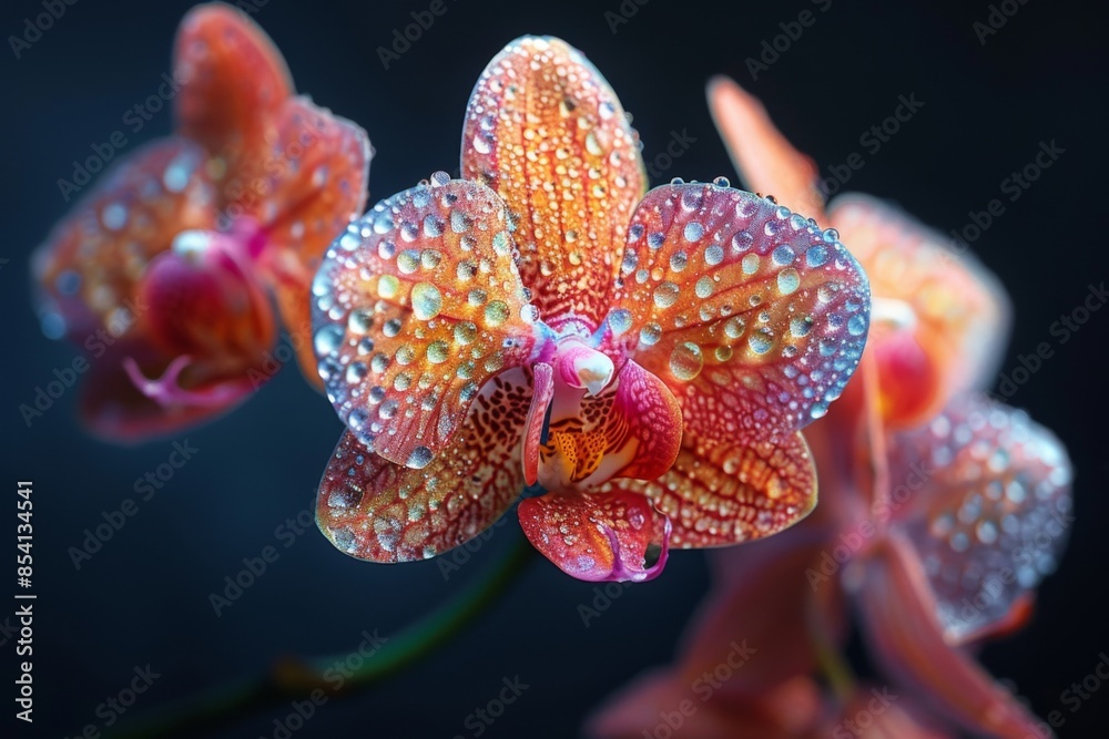Closeup of a Delicate Orchid with Water Drops Closeup of a Delicate Orchid with Water Drops