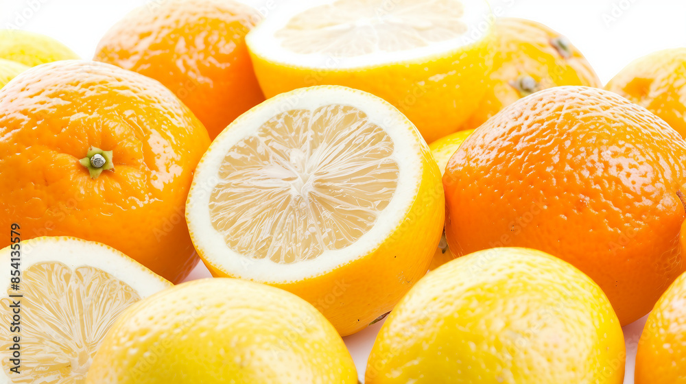 Vibrant Close-up of Fresh Oranges and Lemons, Citrus Fruits Background Stock Photo Vibrant Close-up of Fresh Oranges and Lemons, Citrus Fruits Background Stock Photo