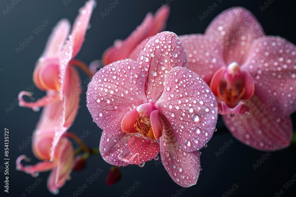 Pink Orchid with Dew Drops Pink Orchid with Dew Drops