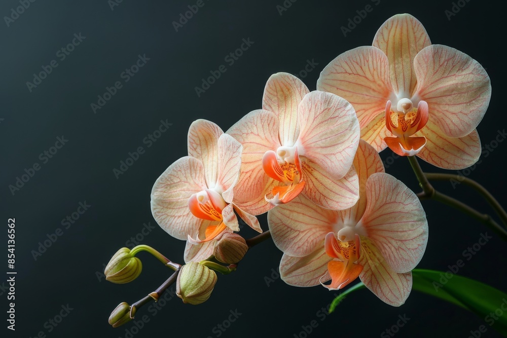 Delicate Peach Orchids with Veined Petals Delicate Peach Orchids with Veined Petals