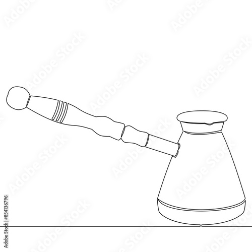 Continuous one single line drawing Cezve. Turkish coffee. Coffee shop design. Cafe and restaurant icon vector illustration concept