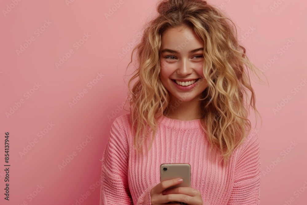 Jeune femme avec téléphone mobile Jeune femme avec téléphone mobile
