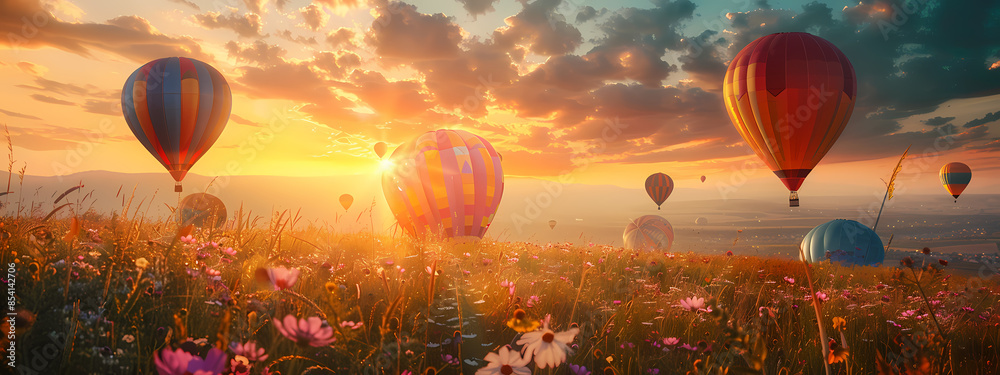 Naklejka premium Whimsical Hot Air Balloon Festival