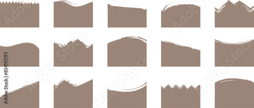 Separator header shape, torn paper set, template design top page website, divider header web banner, border curve, section grunge frame isolated on white background. Modern vector illustration