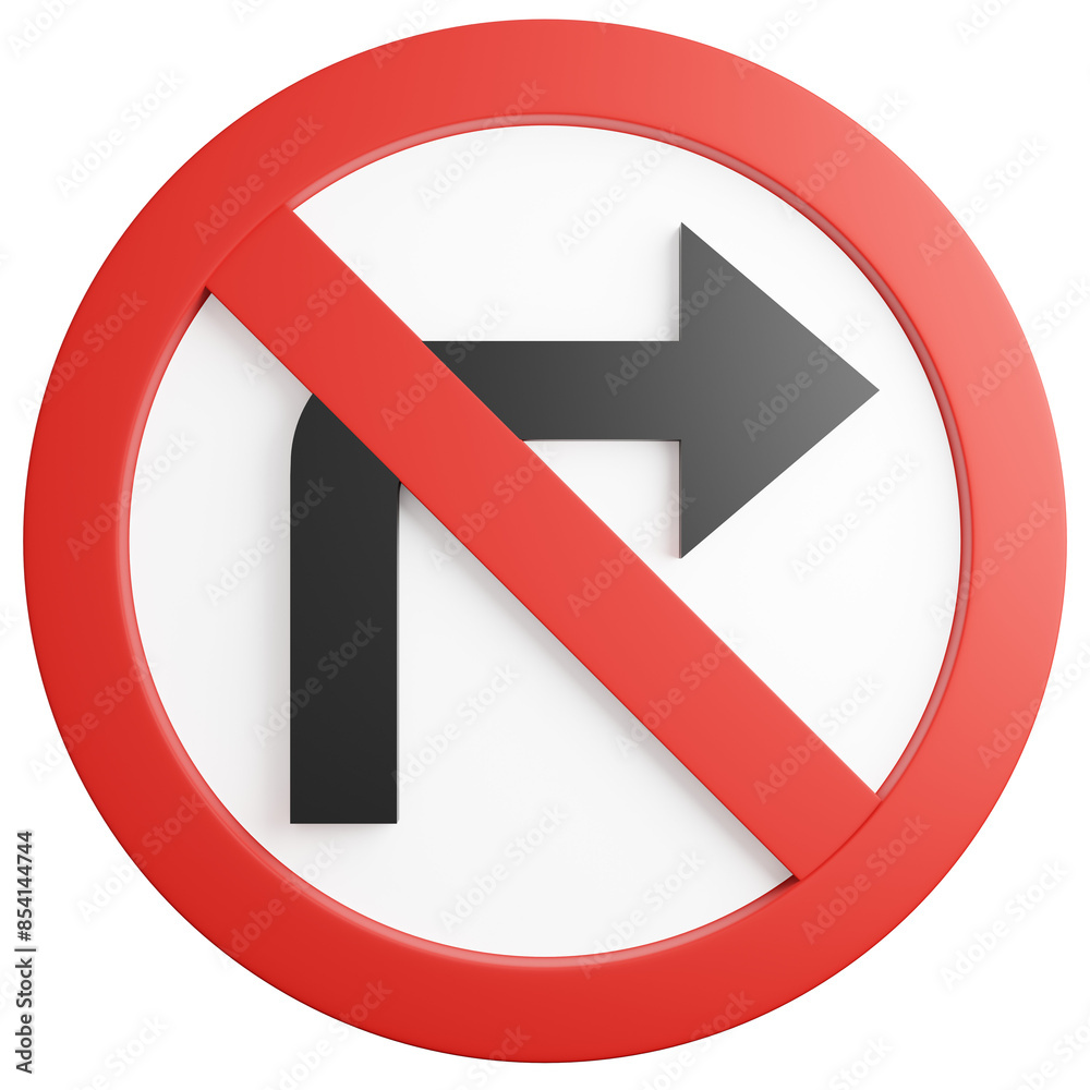 3d render of traffic signs No right turn. 3d render of traffic signs No right turn.
