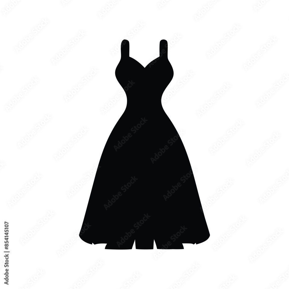 Elegant Evening Gown Silhouette - Vector Illustration of Formal Dress Icon for Fashion and Design Elegant Evening Gown Silhouette - Vector Illustration of Formal Dress Icon for Fashion and Design