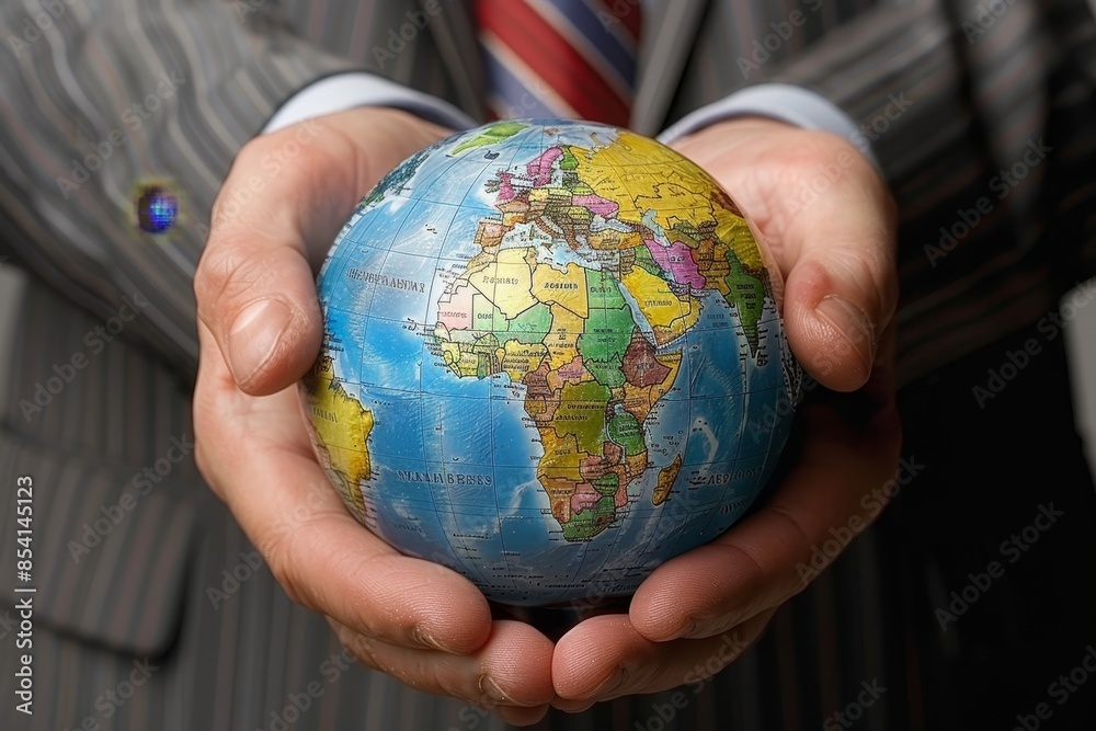 Global finance businessman pointing to china on world map for strategic planning Global finance businessman pointing to china on world map for strategic planning