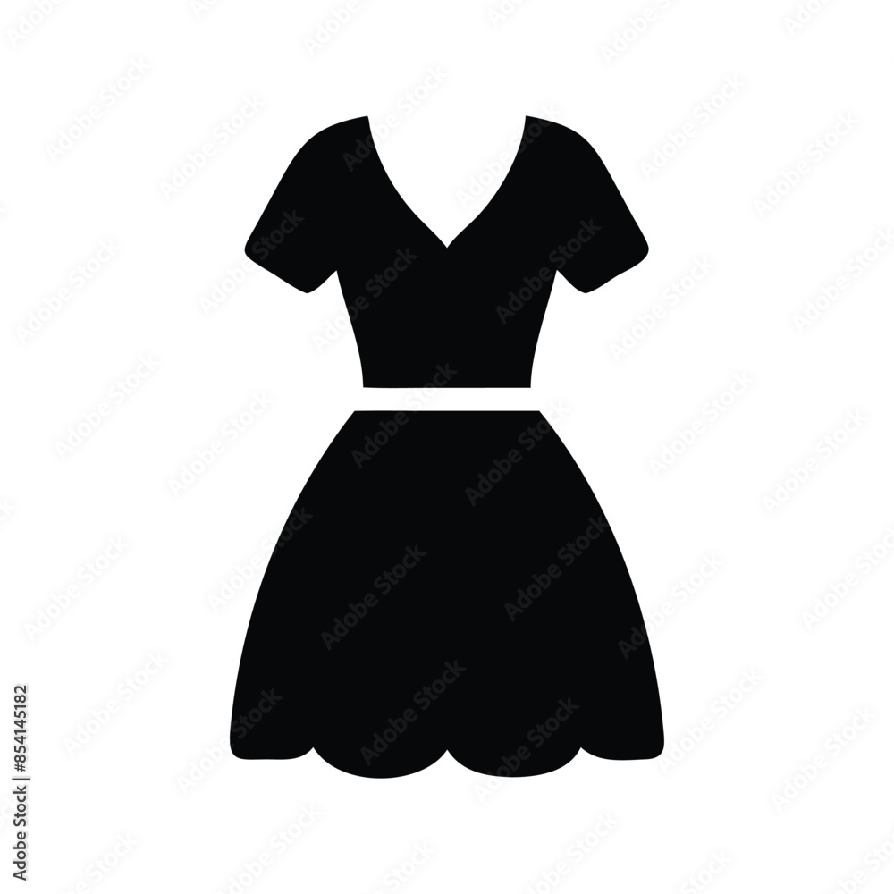 Elegant black dress icon vector - perfect for fashion, clothing, and design projects Elegant black dress icon vector - perfect for fashion, clothing, and design projects