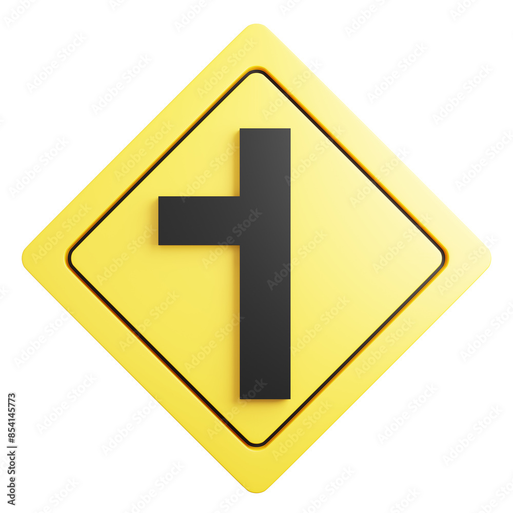 3d render of traffic signs Side road left. 3d render of traffic signs Side road left.