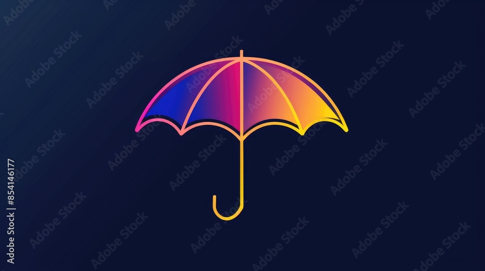 Gradient filled line style umbrella icon for websites logos apps and UI Gradient filled line style umbrella icon for websites logos apps and UI