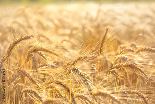 A summera??s joy with a field of golden barley rippling in the breeze photo