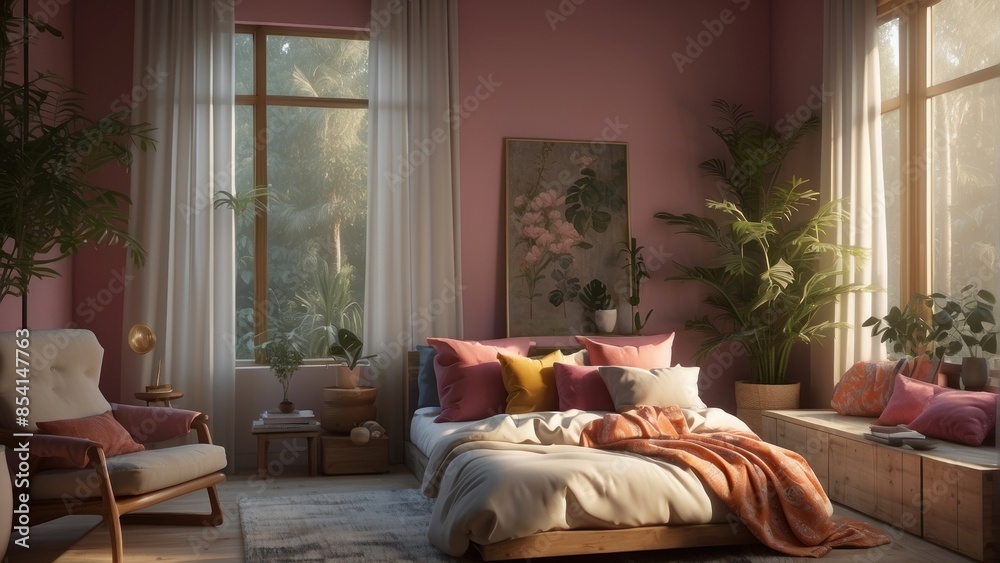 Bedroom in classic and minimalist style
