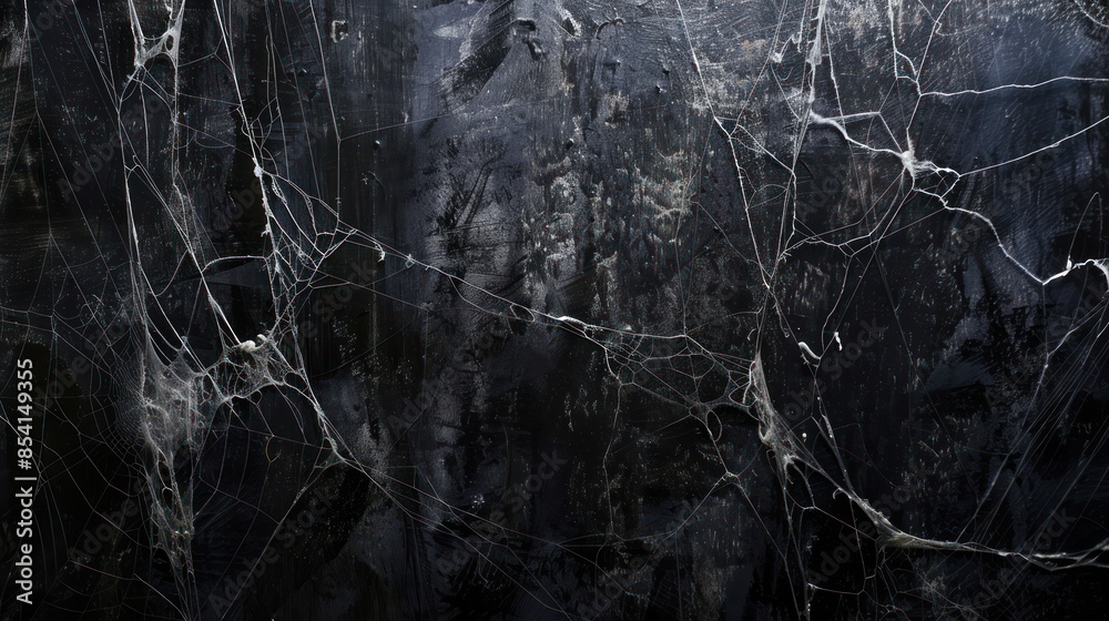 White Spider Web On Black Concrete Background White Spider Web On Black Concrete Background