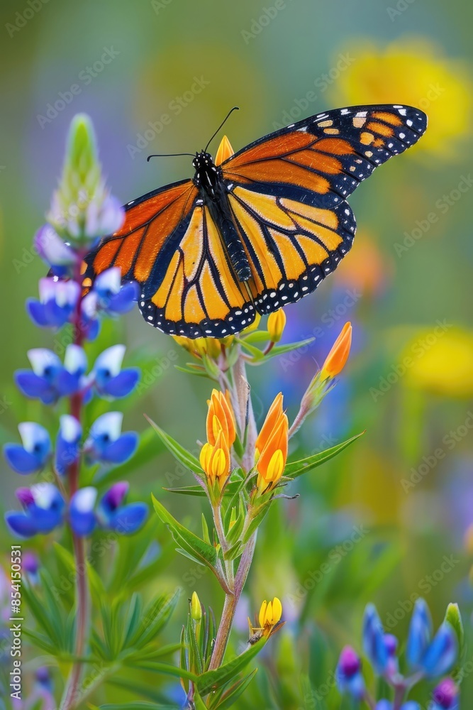 Fototapeta premium Monarch Butterfly on Flowers.