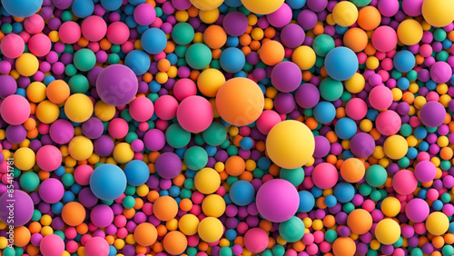 Colorful balls background for kids zone or children's playroom. Many colorful random bright soft balls background. Huge pile of colorful balls in different sizes. Vector background