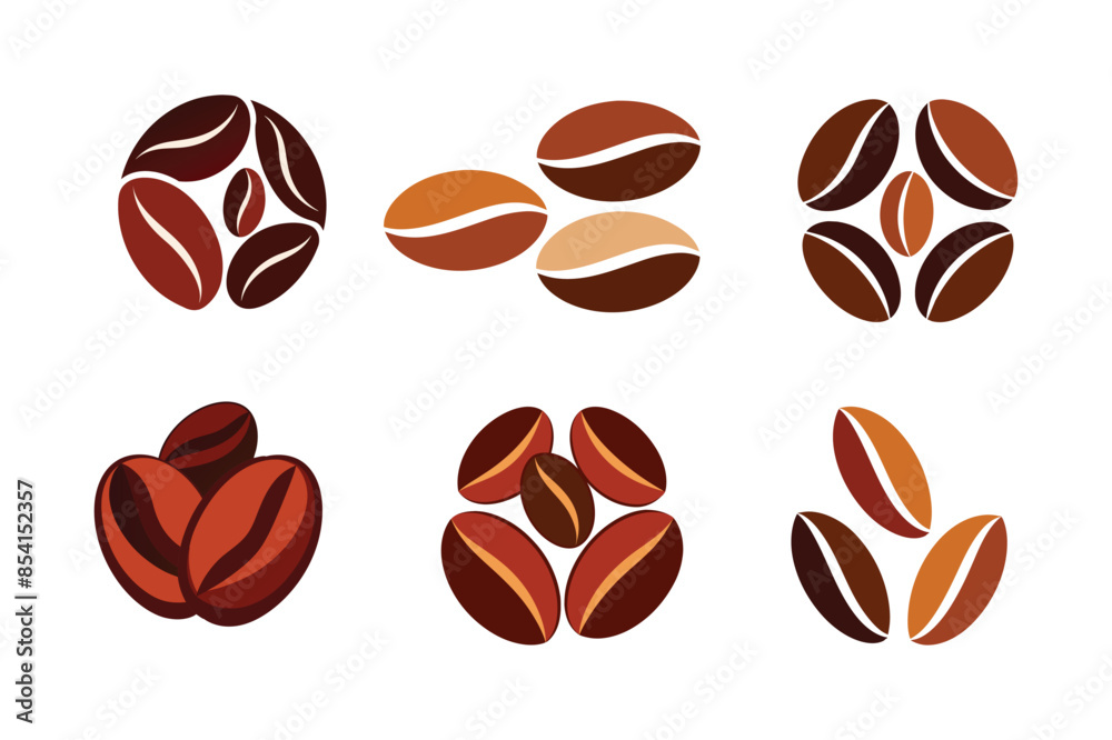 Big set with hand-drawn coffee beans on a white background, organic food, and vector Illustration Big set with hand-drawn coffee beans on a white background, organic food, and vector Illustration