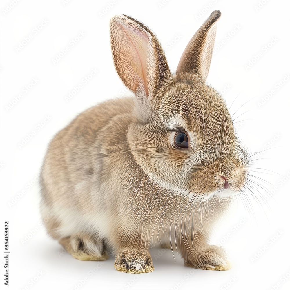 Adorable Rabbit on White Background for Design Generative AI Adorable Rabbit on White Background for Design Generative AI