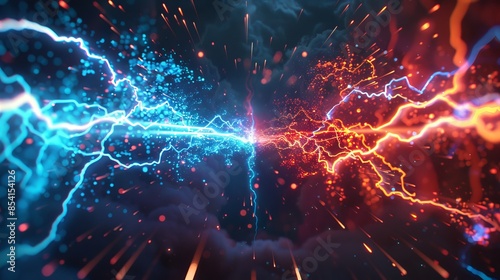 A versus logo set against a holographic background with lightning and flashes, designed for cyber sport tournament screens  photo